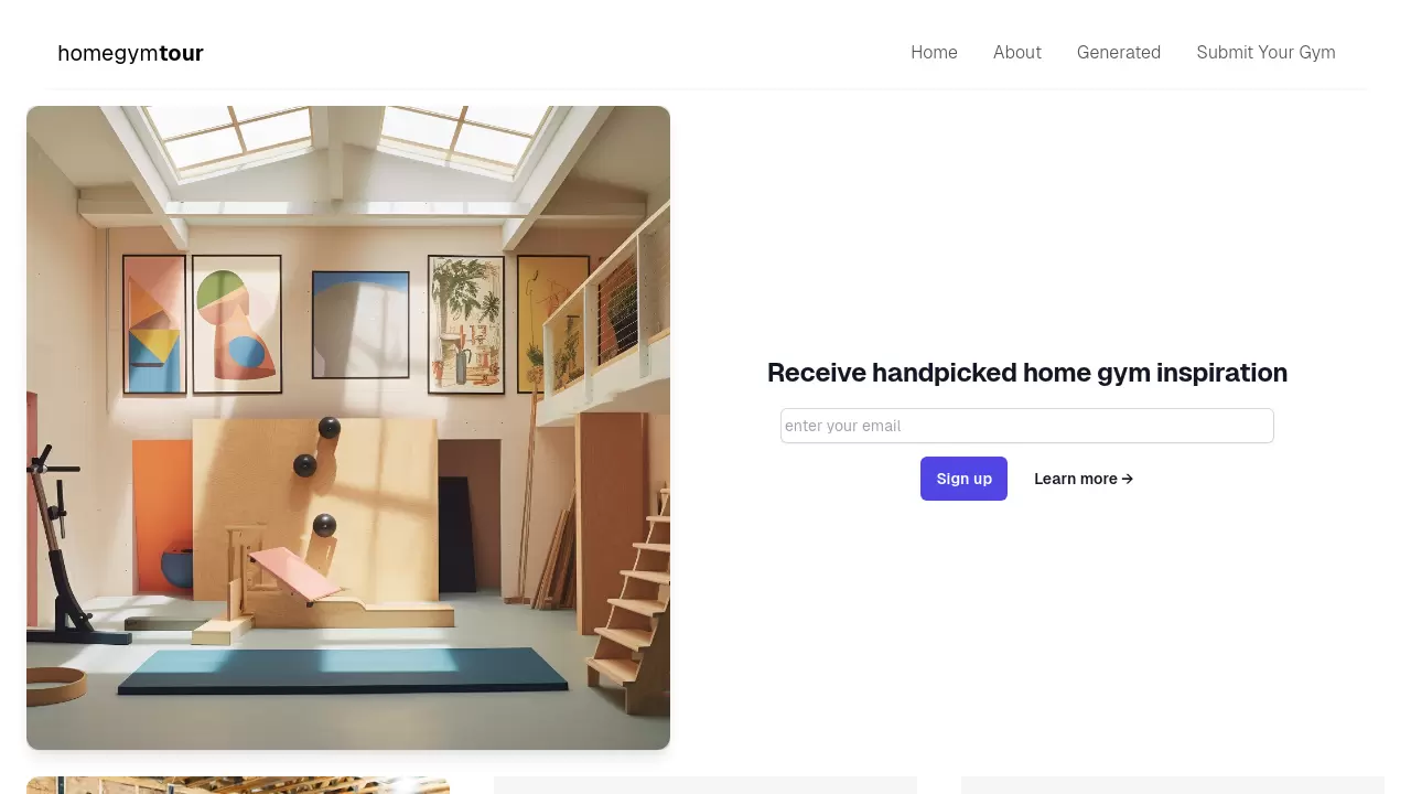 Screenshot of homegymtour