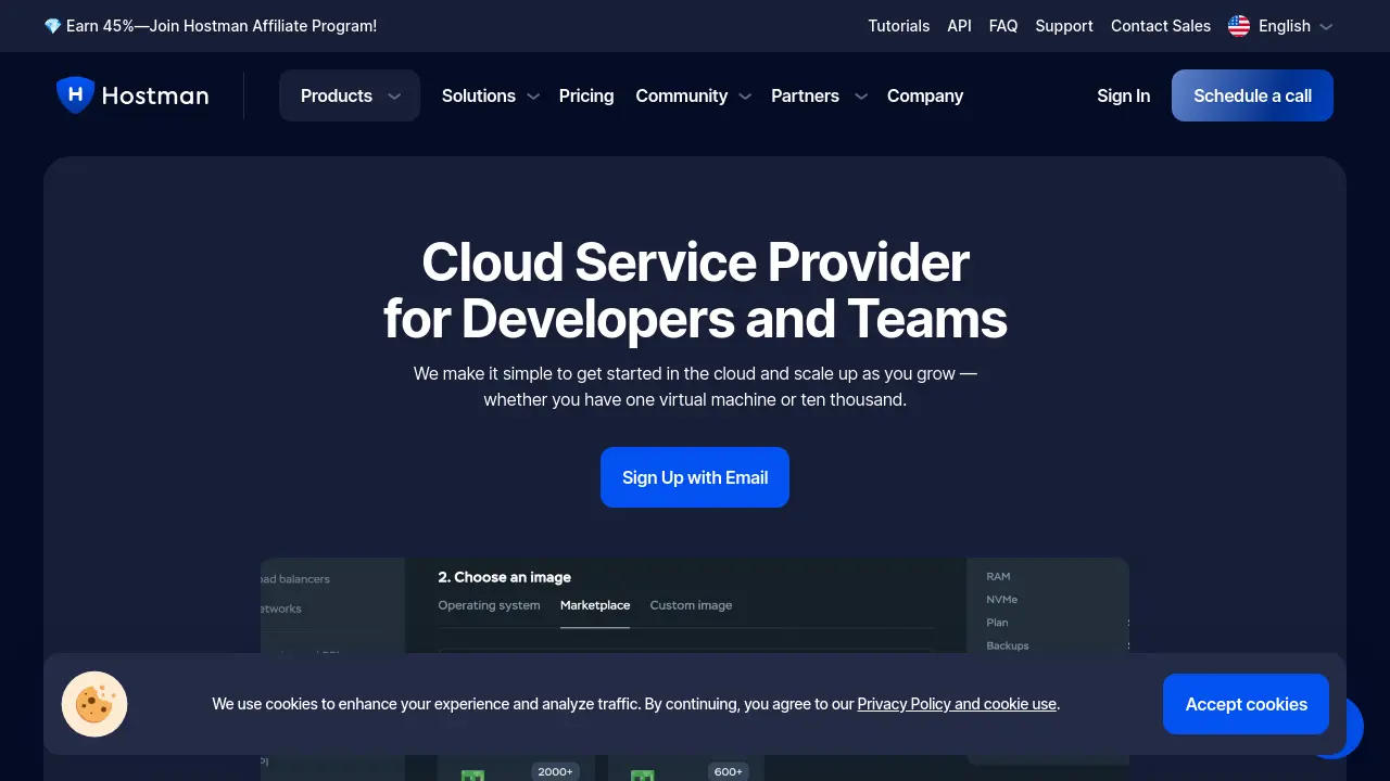 Screenshot of Hostman