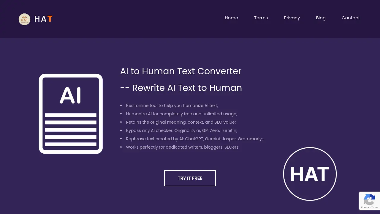 Screenshot of Humanize AI Text (HAT)