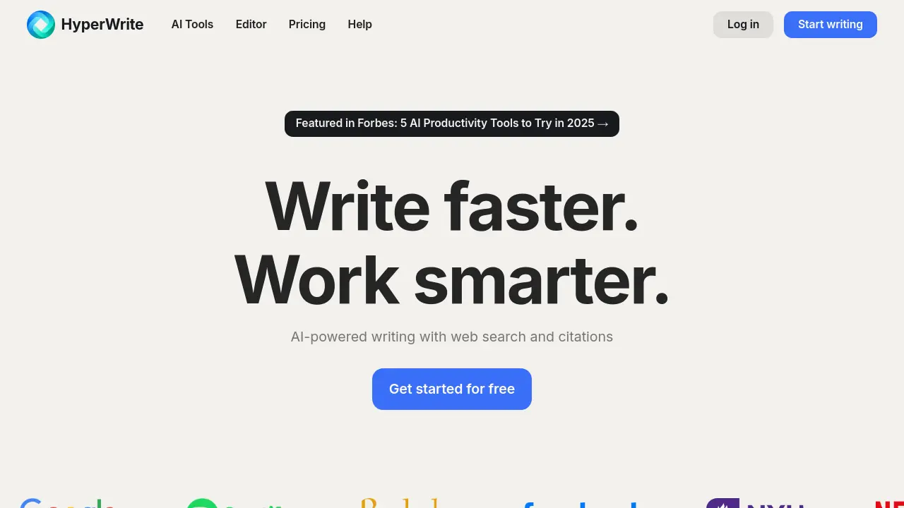 Screenshot of HyperWrite
