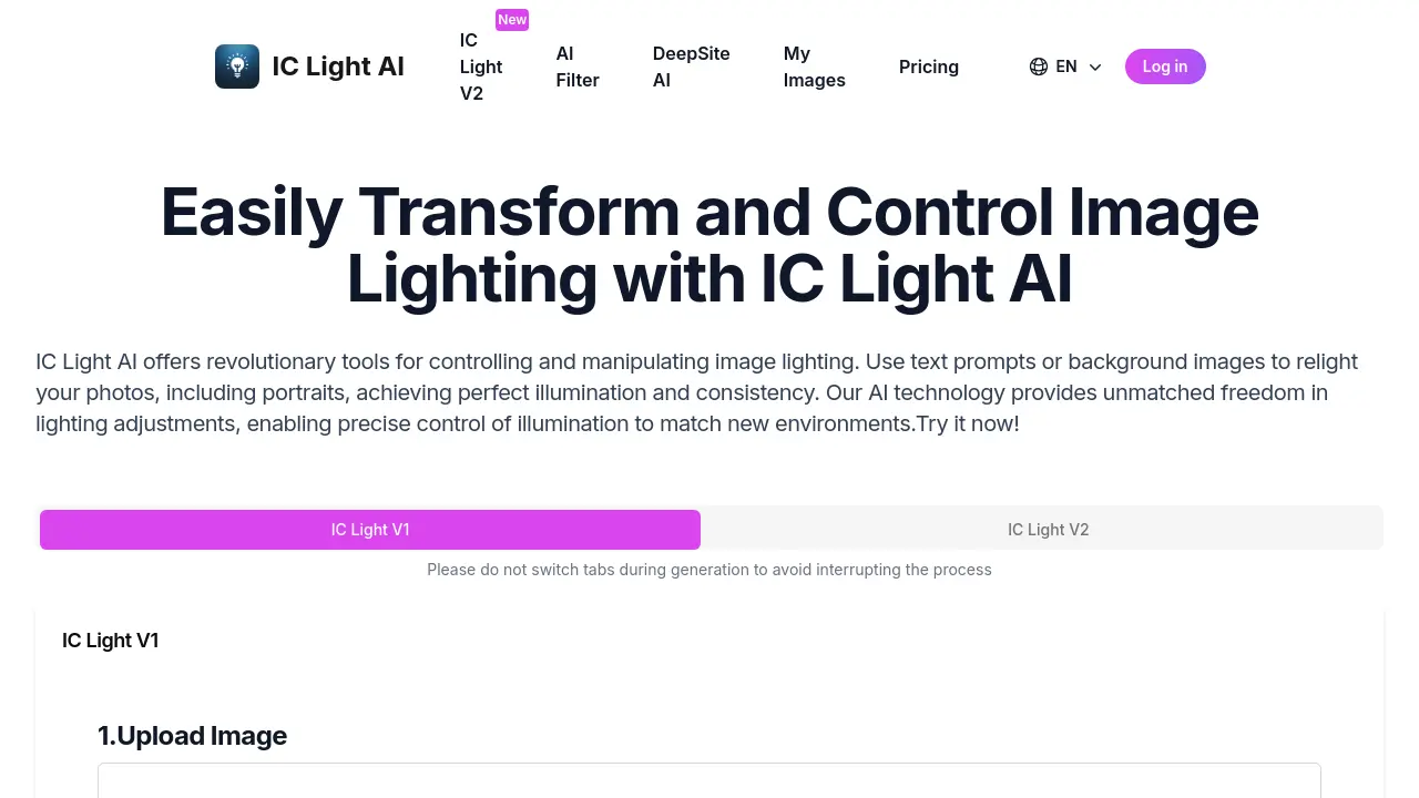 Screenshot of IC Light AI