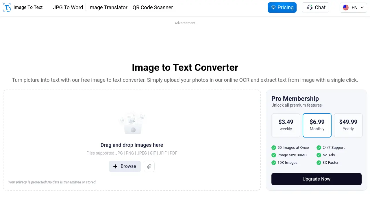 Screenshot of Image to Text Converter