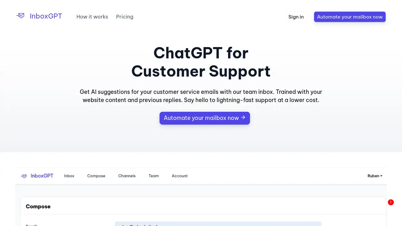 Screenshot of InboxGPT