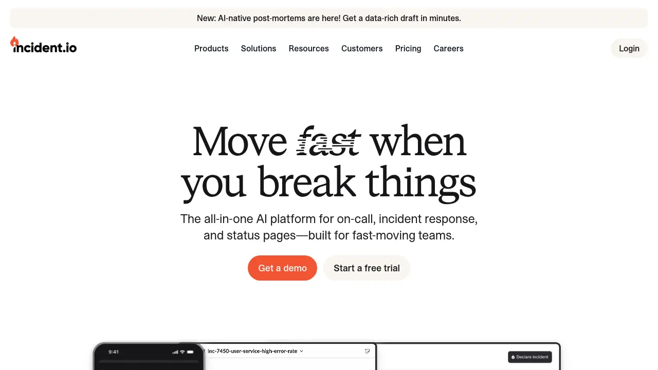 Screenshot of incident.io