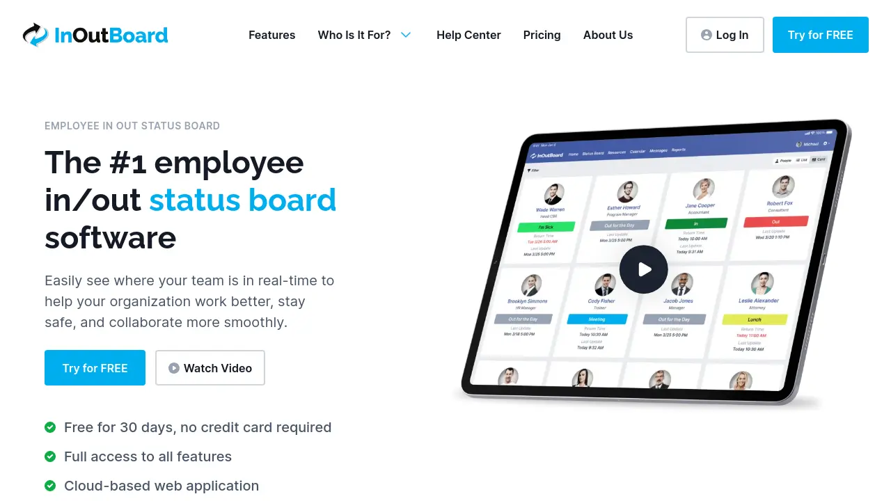 Screenshot of InOutBoard
