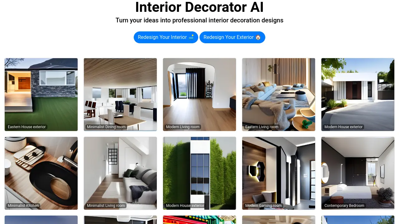 Screenshot of InteriorDecorator.ai