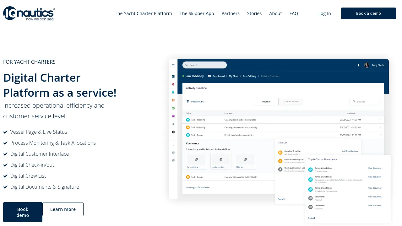 Screenshot of IQNautics Yacht Charter Platform