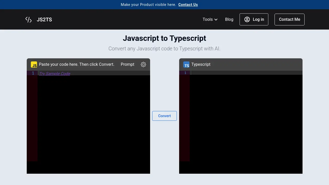 Screenshot of Javascript to Typescript