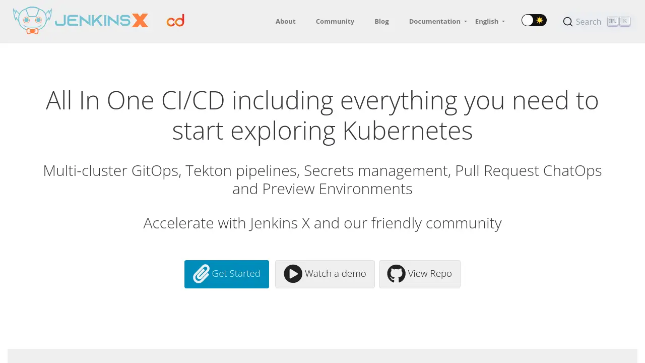 Screenshot of Jenkins X