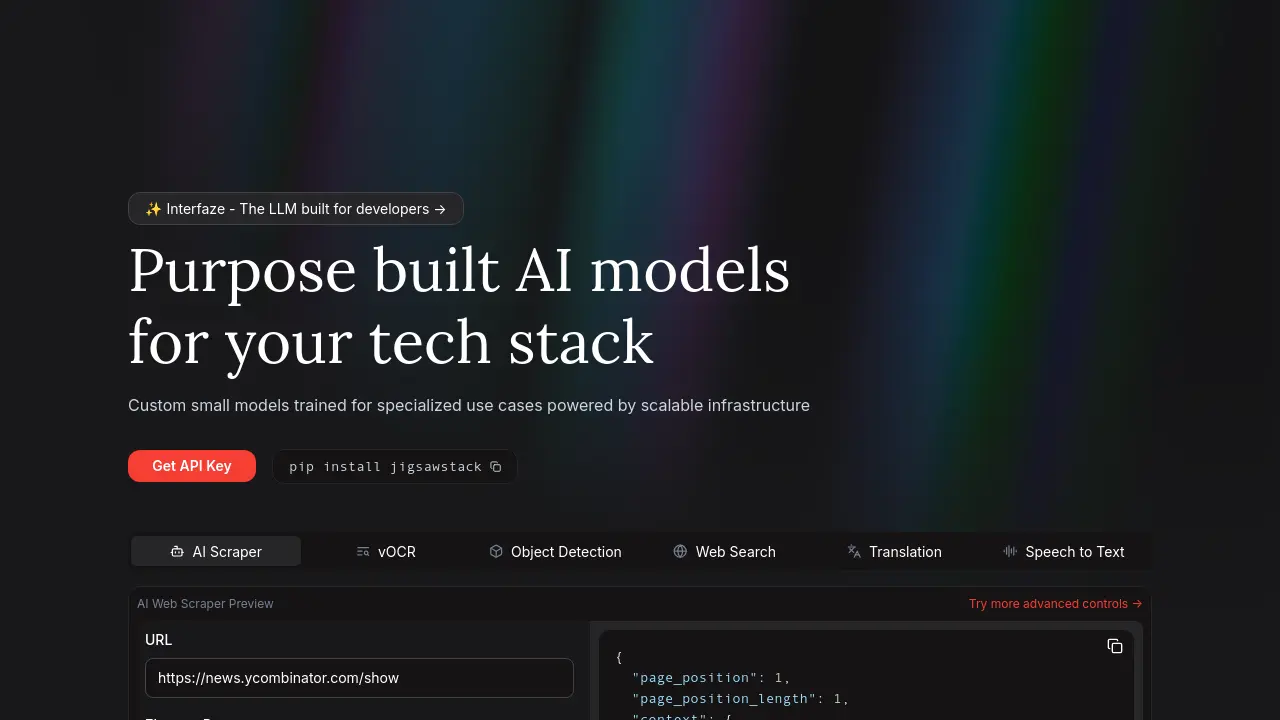 Screenshot of JigsawStack