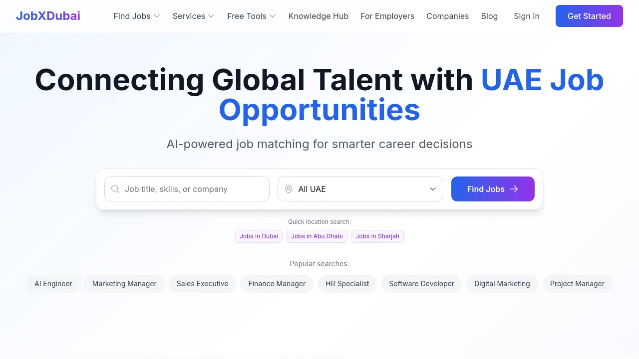 Screenshot of JobXDubai