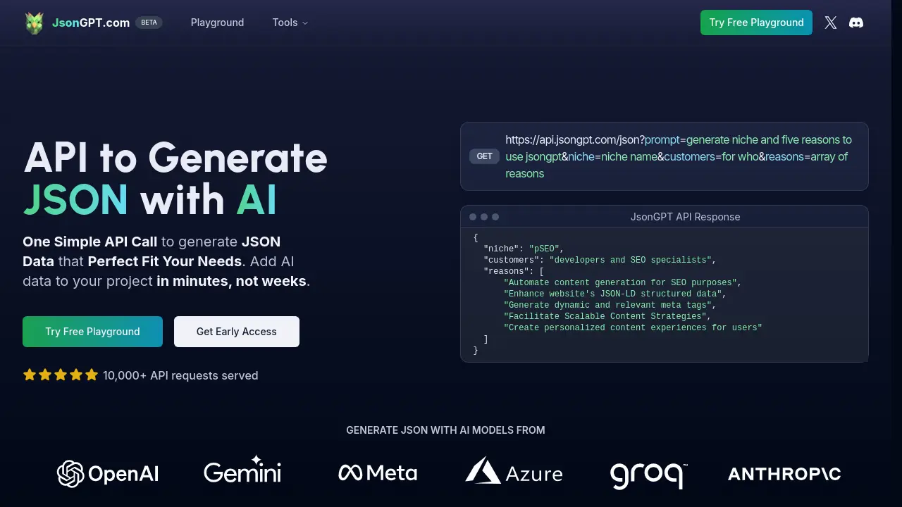Screenshot of JsonGPT.com
