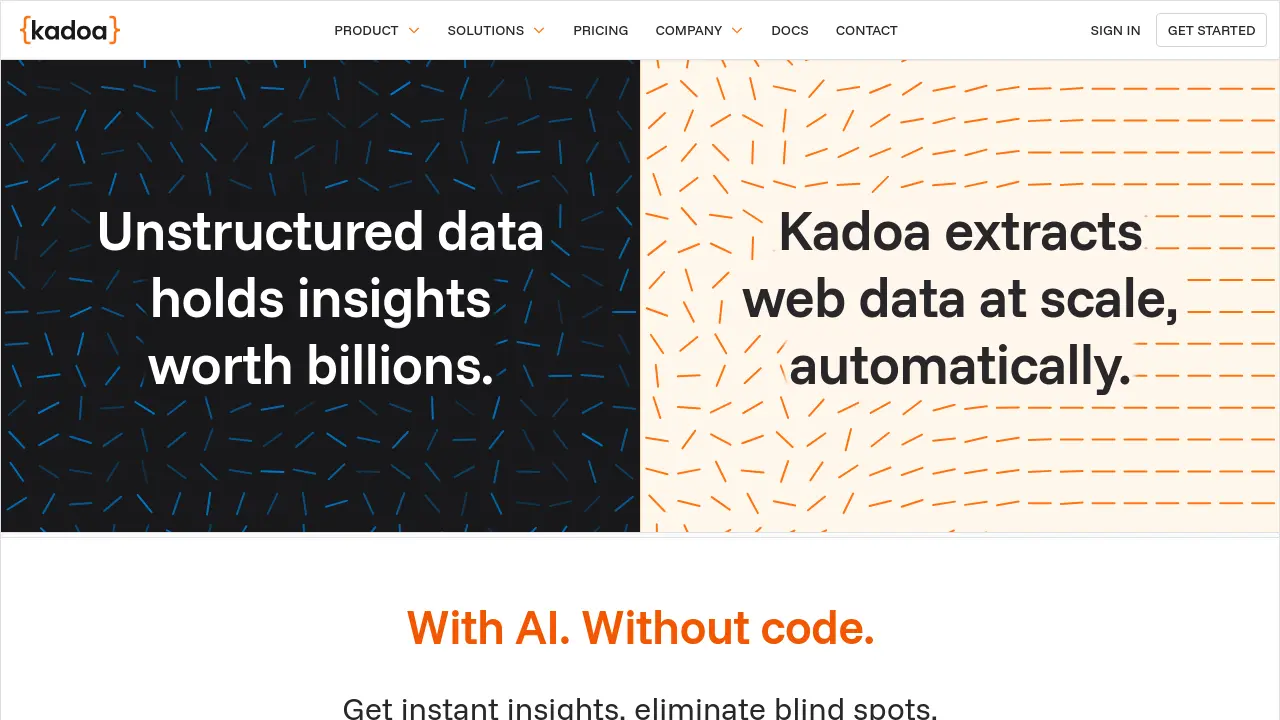 Screenshot of Kadoa