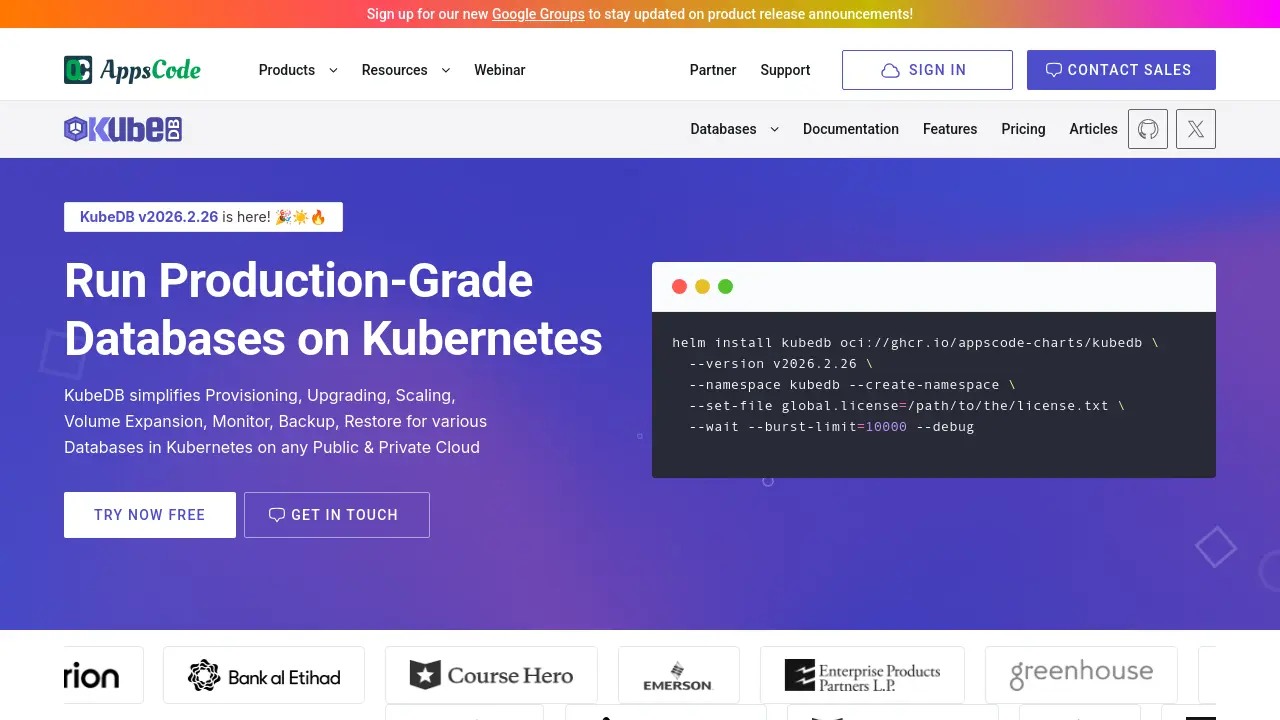 Screenshot of KubeDB