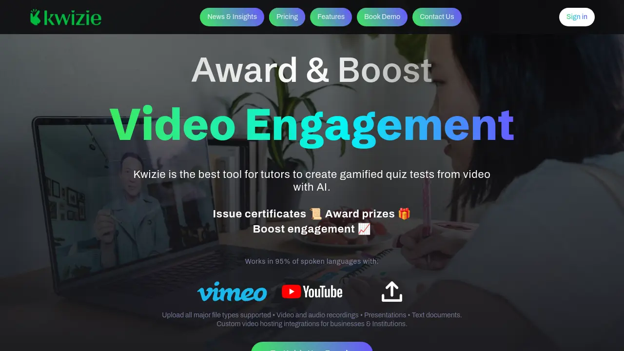 Screenshot of Kwizie