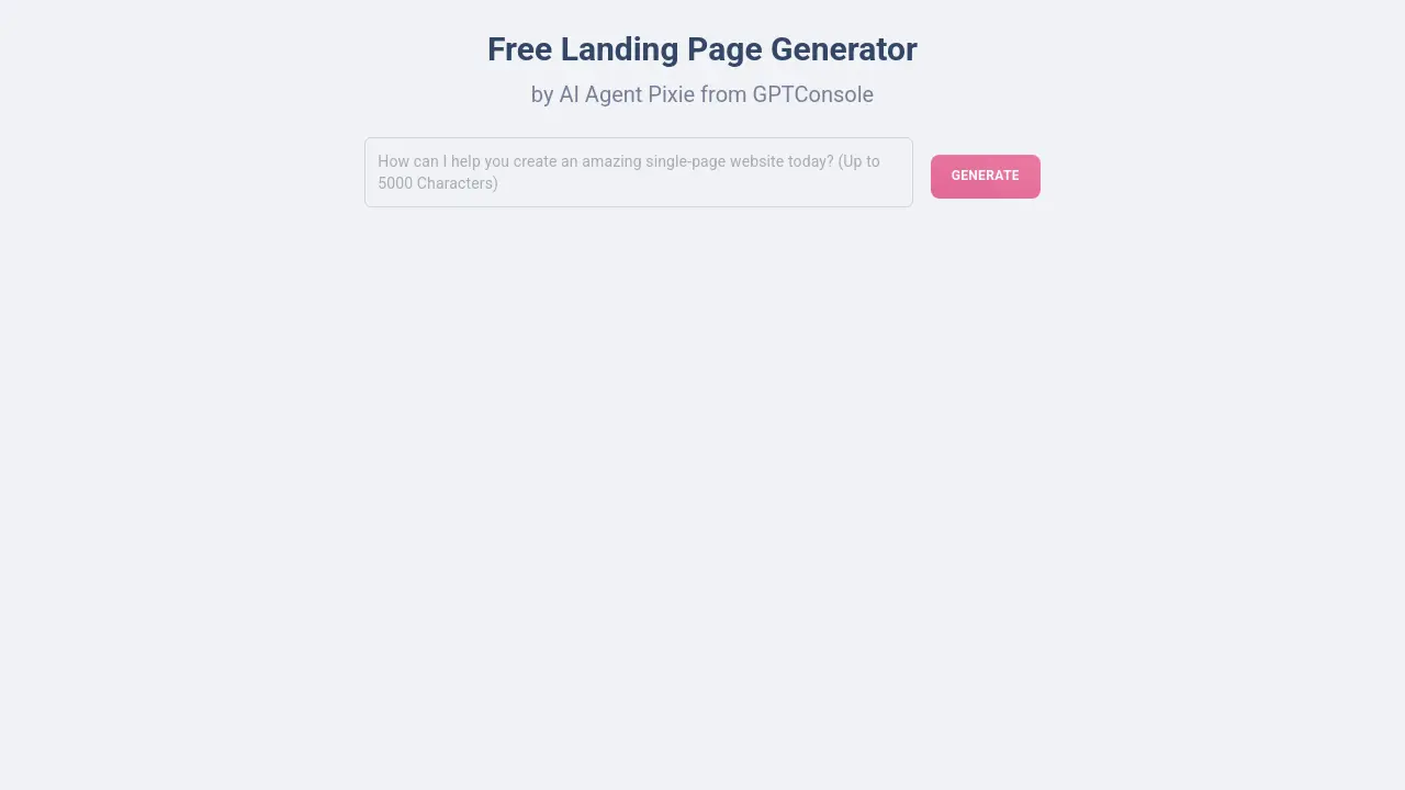 Screenshot of Landing Page Generator by GPTConsole