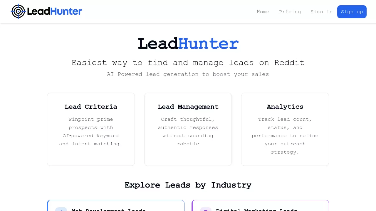 Screenshot of LeadHunter