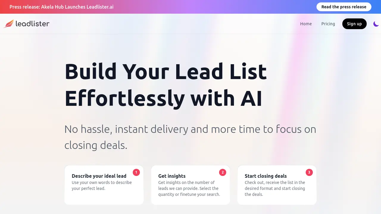 Screenshot of Leadlister