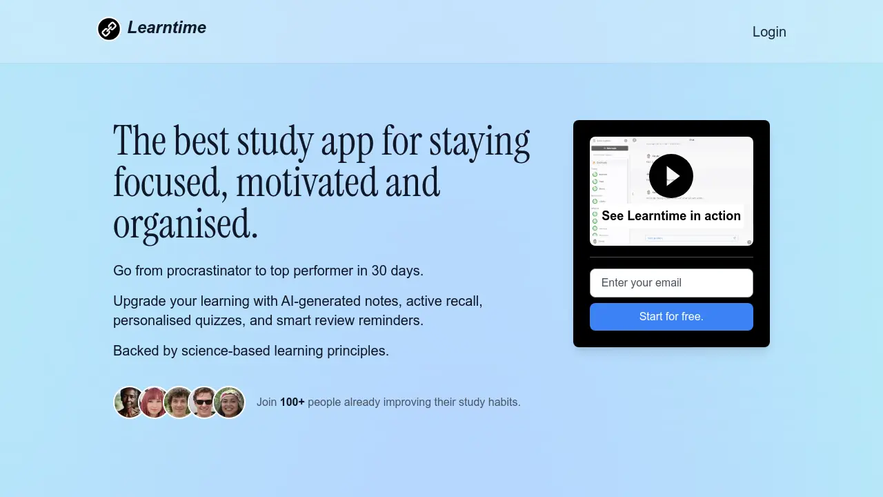 Screenshot of Learntime