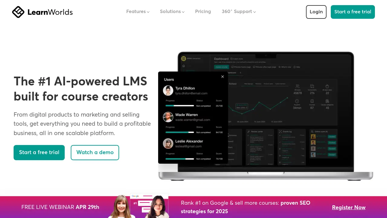 Screenshot of LearnWorlds