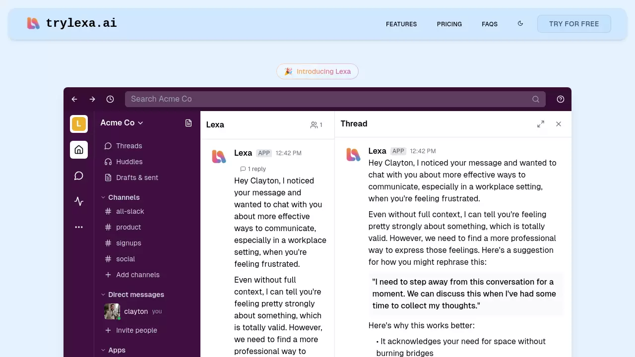 Screenshot of Lexa AI