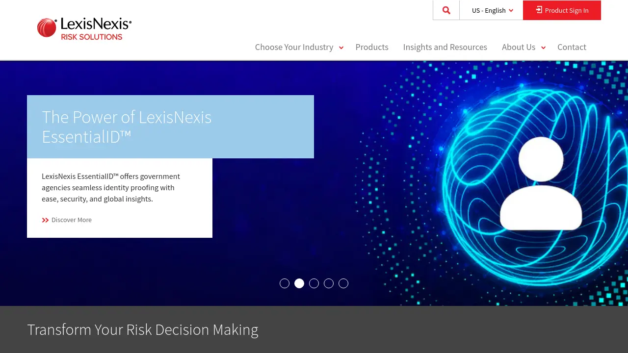 Screenshot of LexisNexis Risk Solutions