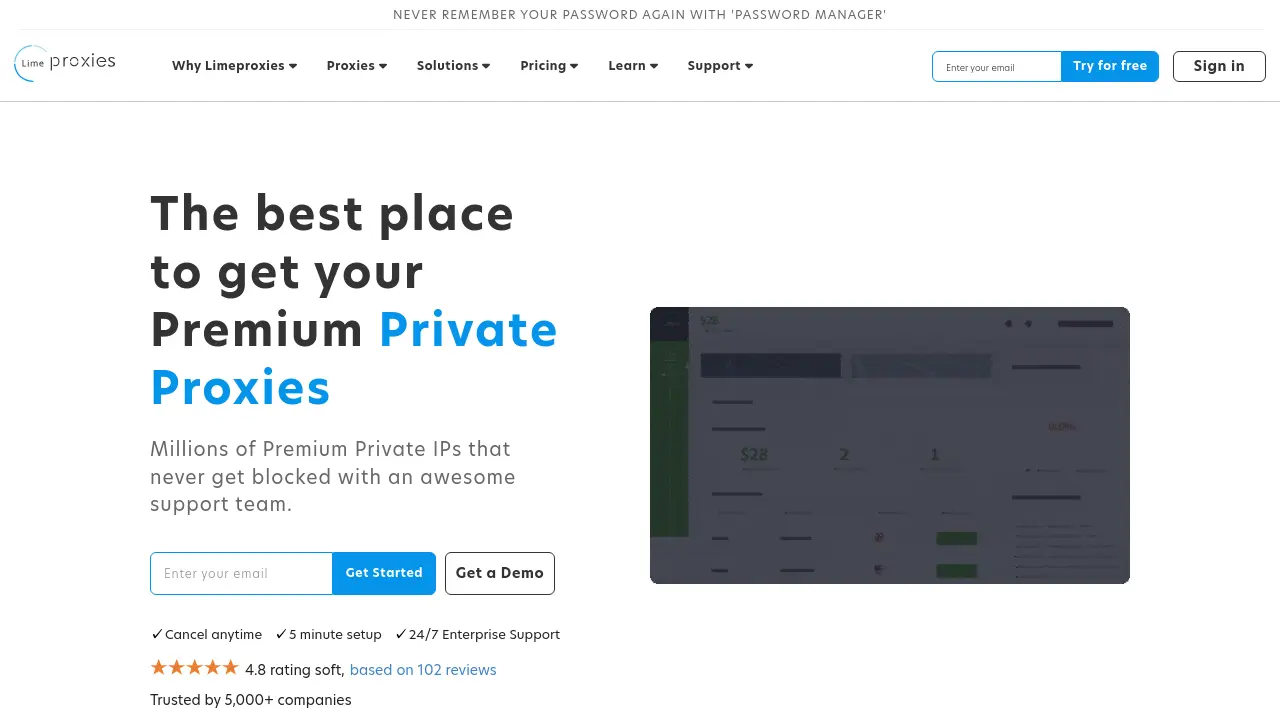 Screenshot of Limeproxies