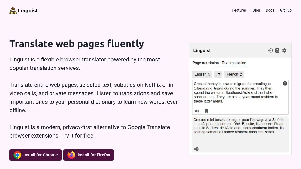 Screenshot of Linguist