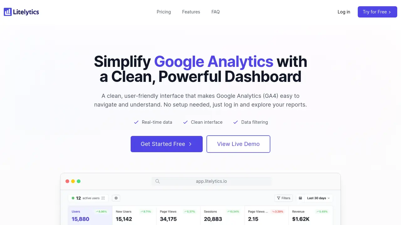 Screenshot of Litelytics.io