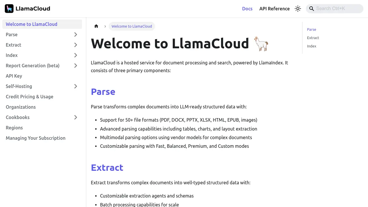 Screenshot of LlamaCloud