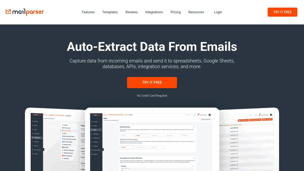 Screenshot of Mailparser