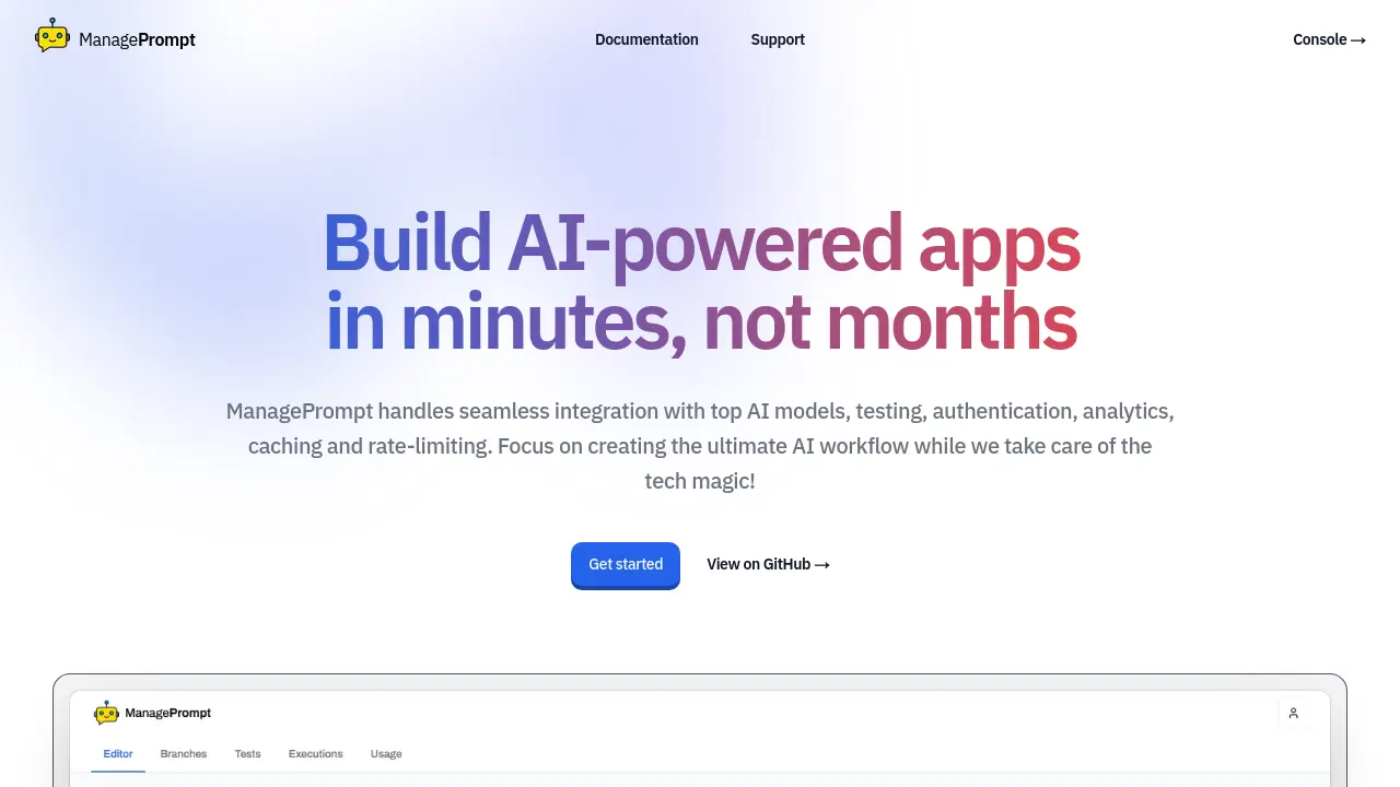 Screenshot of ManagePrompt