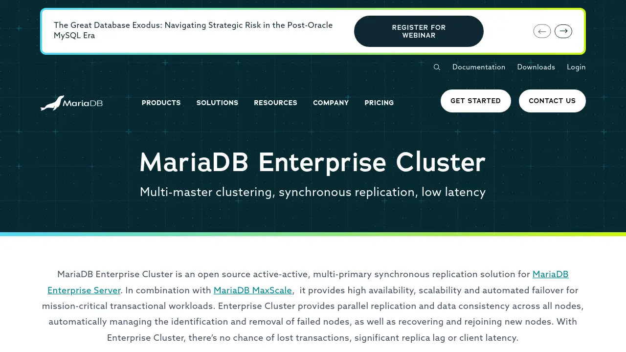 Screenshot of MariaDB Enterprise Cluster