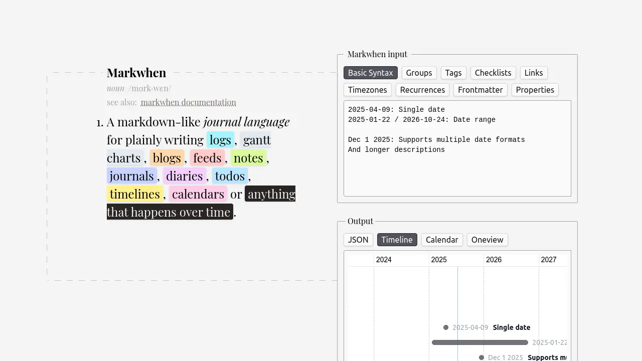 Screenshot of Markwhen