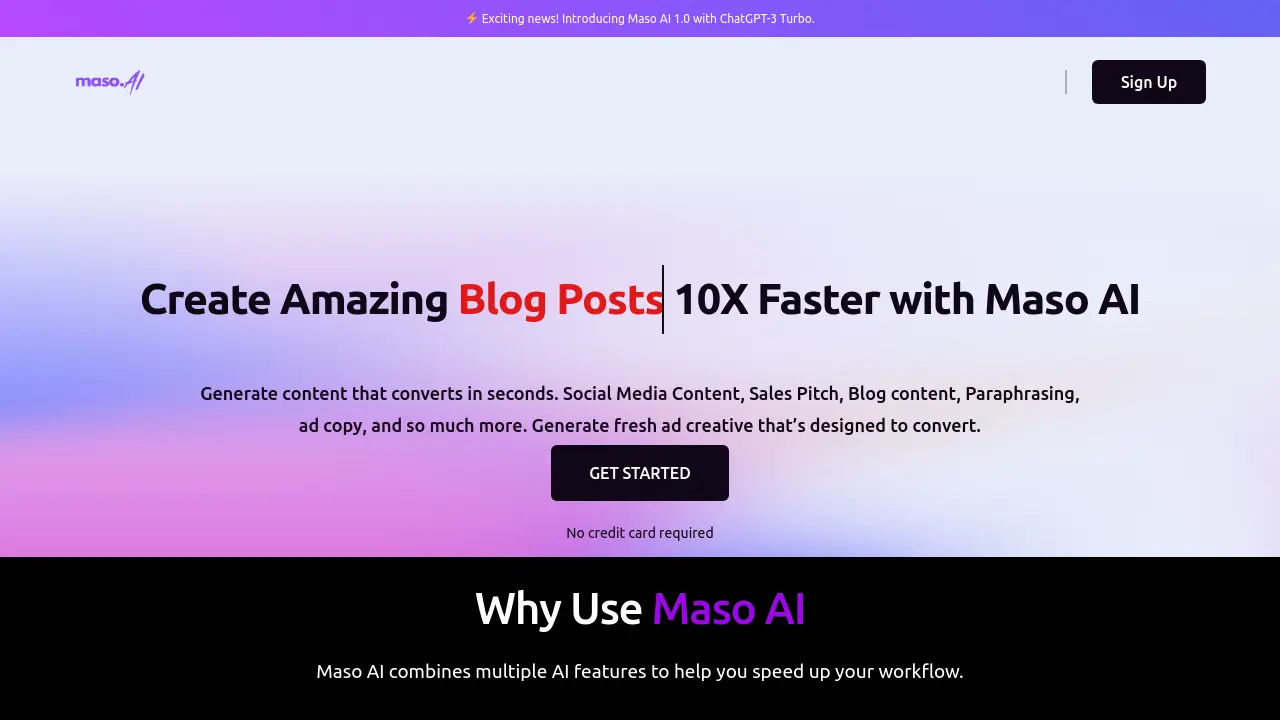 Screenshot of Maso AI