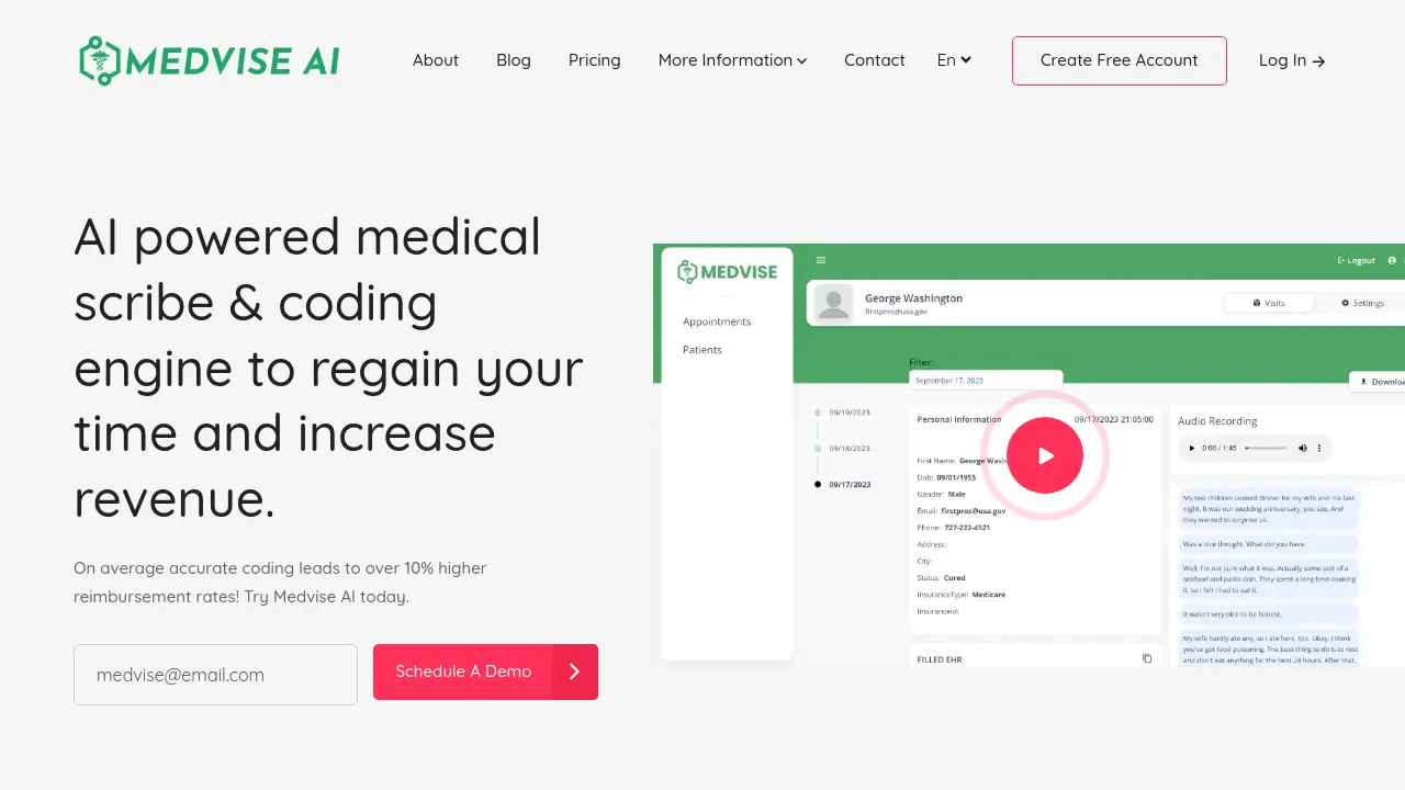 Screenshot of Medvise
