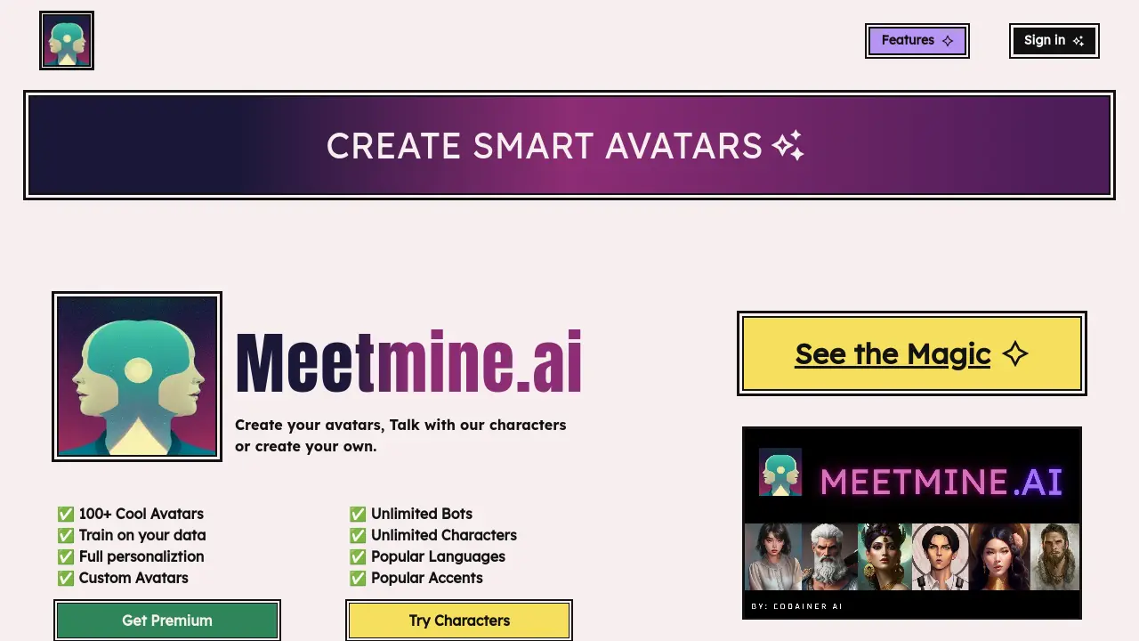 Screenshot of MeetMine.AI