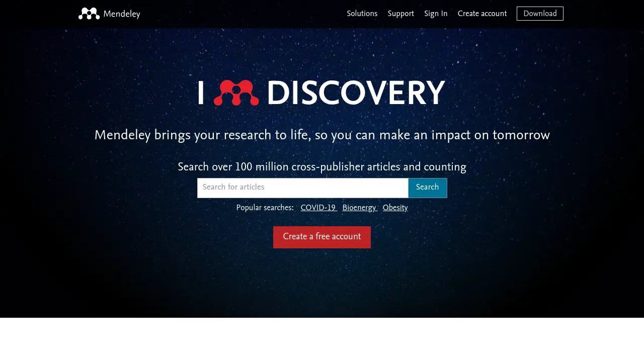 Screenshot of Mendeley
