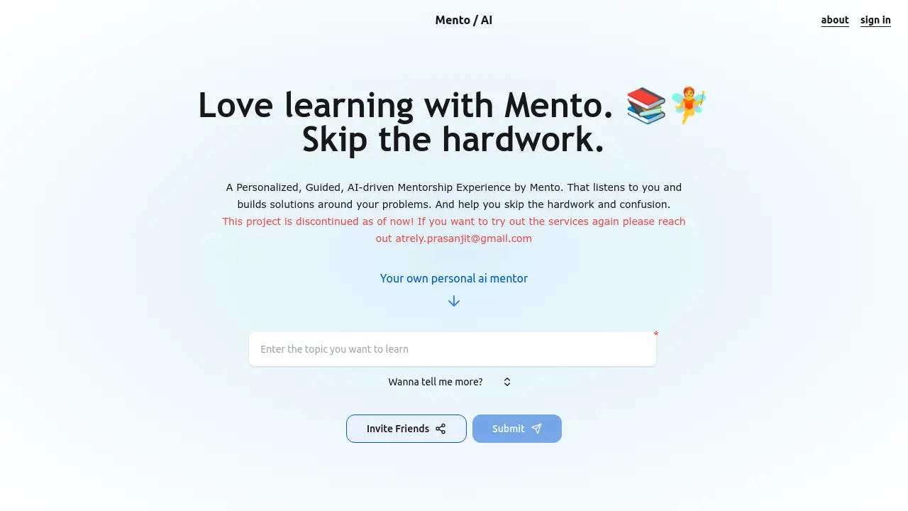 Screenshot of Mento / AI