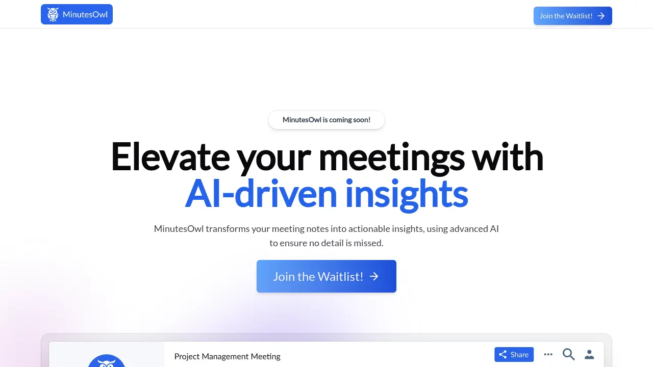 Screenshot of MinutesOwl