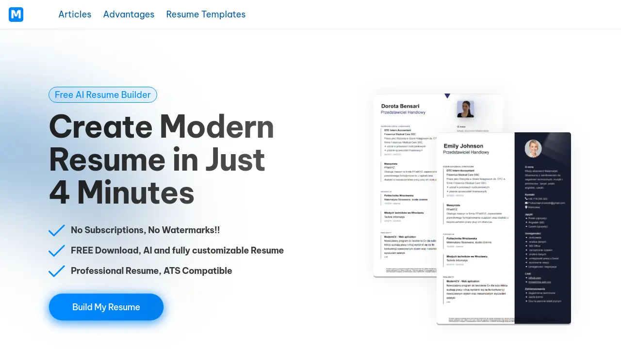 Screenshot of Modern Resume