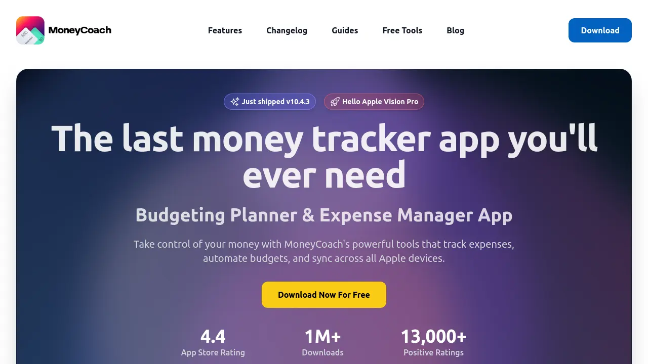 Screenshot of MoneyCoach
