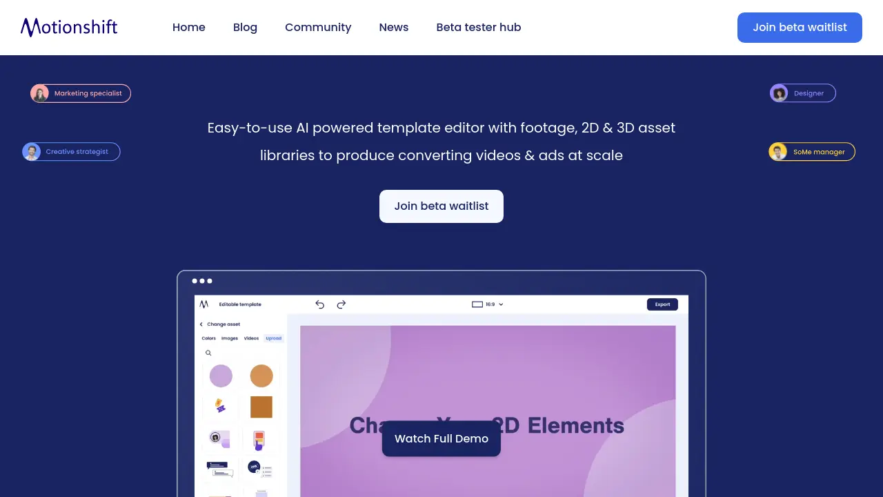 Screenshot of Motionshift