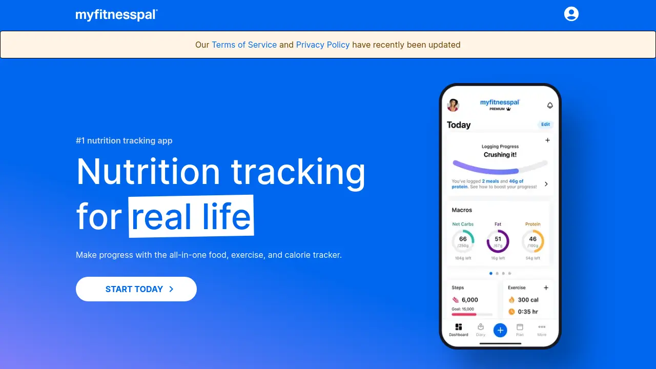 Screenshot of MyFitnessPal