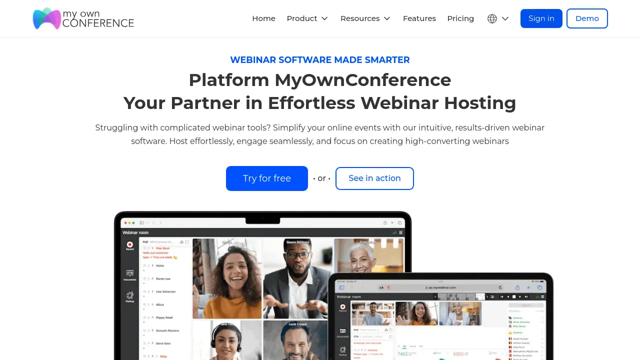 Screenshot of MyOwnConference
