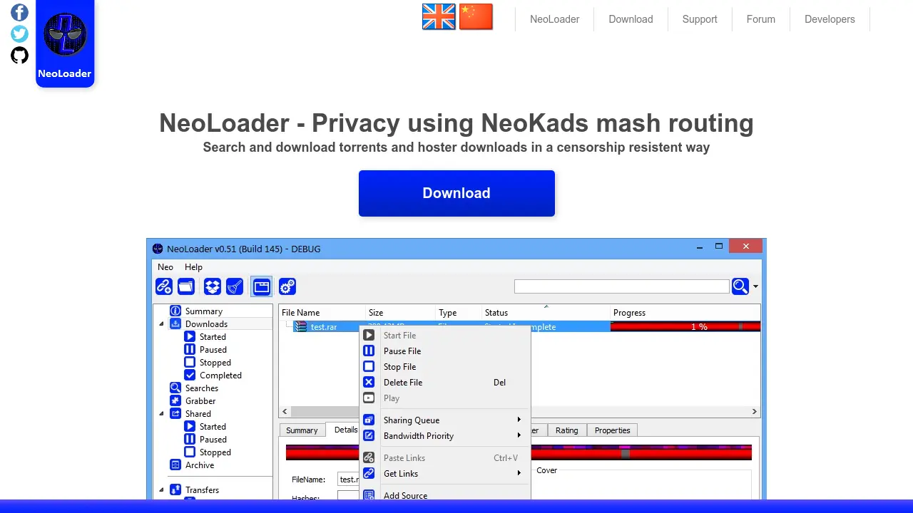 Screenshot of NeoLoader