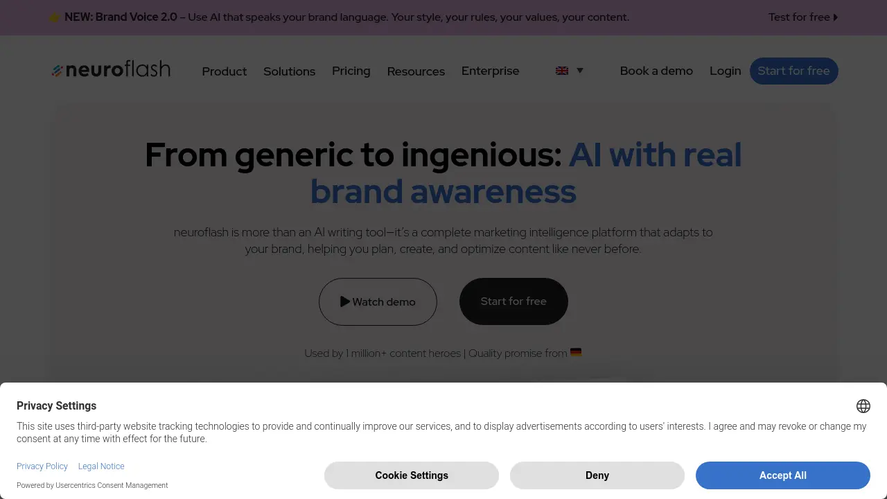 Screenshot of neuroflash