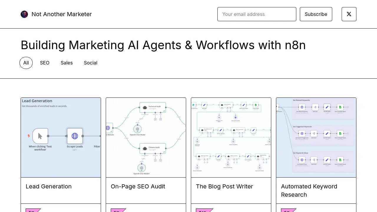 Screenshot of Not Another Marketer - Marketing AI Agents