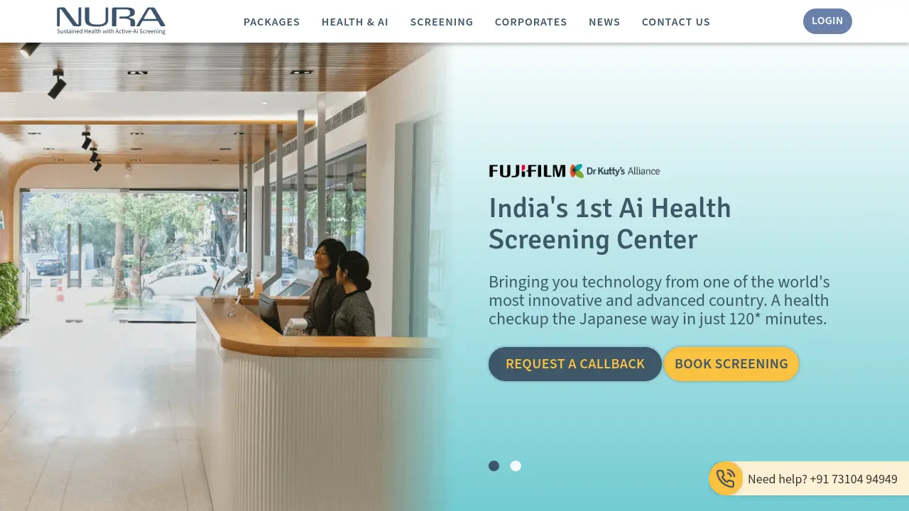 Screenshot of NURA Ai Health Screening Center