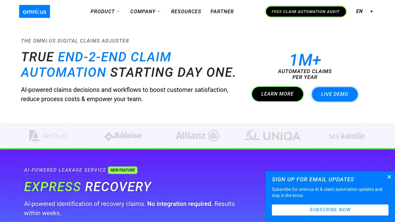 Screenshot of omni:us Digital Claims Adjuster